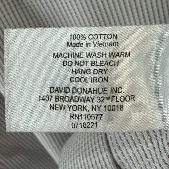 David Donahue Micro Dobby Dress Shirt Mens 15.5 White Formal Office Professional - Picture 13 of 14